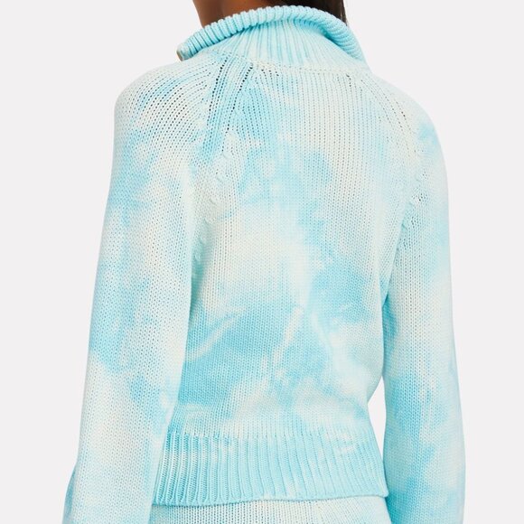 Loveshackfancy Florrie Zip Up Jacket - Soft Aqua Hand DyeTiedye Cardigan Sweater - Picture 4 of 16